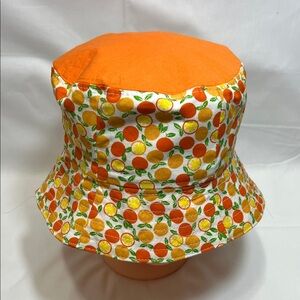 Handmade Reversible Orange Citrus Print Bucket Hat